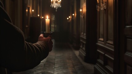 Mysterious Candlelit Corridor Scene