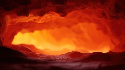 Fiery Cavern Illustration in Vibrant Colors