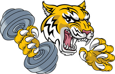 Wildcat Bobcat Weight Lifting Dumbbell Mascot
