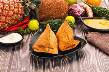 Indian cuisine - stuffed samosa pastrie