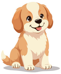 Fototapeta premium Cute puppy character sitting cartoon vector illustration isolated on white background.