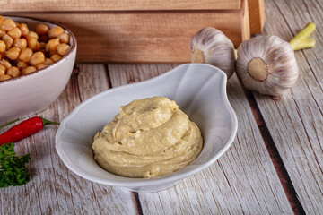 Natural organic homemade chickpea hummus