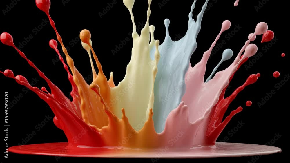 Aufkleber colorful paint splash in various shades, creating dynamic patterns and textures against a black back