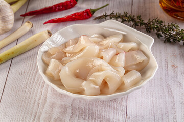 Raw squid rings for cooking