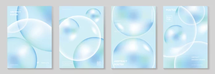  Modern gradient liquid glass poster background vector set.Cover template with perspective geometric prism shape. Ideal design for social media, cover, banner, wallpaper, promotion, ads. © TWINS DESIGN STUDIO
