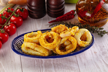 Roasted squid rings snack appetizer