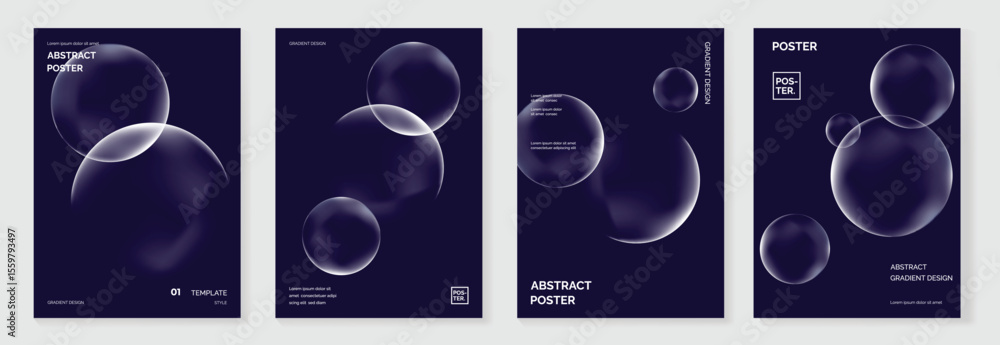 Aufkleber modern gradient liquid glass poster background vector set.cover template with perspective geometric 