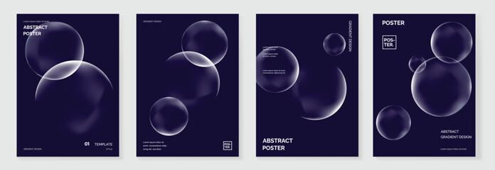 Modern gradient liquid glass poster background vector set.Cover template with perspective geometric prism shape. Ideal design for social media, cover, banner, wallpaper, promotion, ads.
