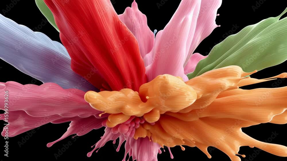 Poster vibrant abstract splash of colorful paint in various hues, creating dynamic movement and energy, sho