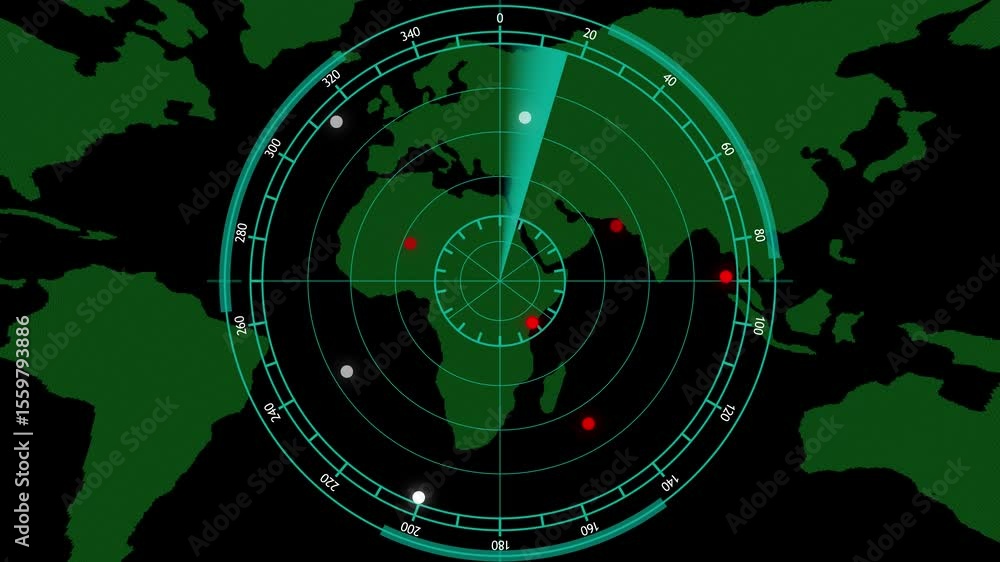 Poster syan radar screen with scanning beam and circular grid - overlay animation for video compositing . r
