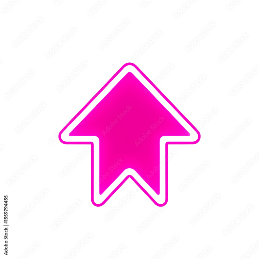 Poster a vibrant pink arrow with a black outline points upward on a dark background, symbolizing direction,