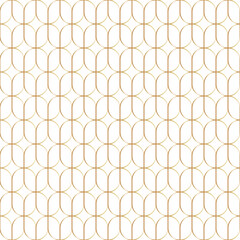 Gold art deco seamless pattern. Artdeco oval seamless background. Abstract geometric vintage texture. Golden circle modern ornament in linear style. Vector illustration on white background.