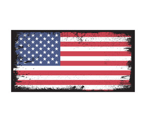 A grunge-style United States flag illustration featuring a distressed texture with rough edges. This vintage American flag design adds a bold and edgy aesthetic, perfect for patriotic-themed posters, 