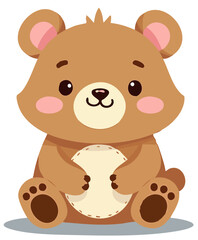 Cute teddy bear character standing, cartoon vector illustration isolated on white background.