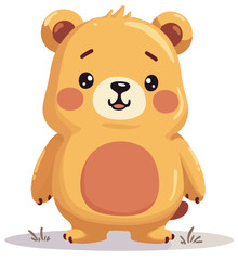 Cute teddy bear character standing, cartoon vector illustration isolated on white background.