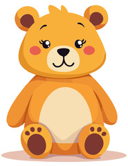 Cute teddy bear character standing, cartoon vector illustration isolated on white background.