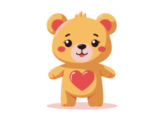 Cute teddy bear character standing, cartoon vector illustration isolated on white background.