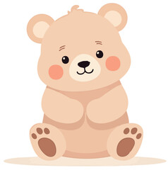 Cute teddy bear character standing, cartoon vector illustration isolated on white background.