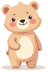 Cute teddy bear character standing, cartoon vector illustration isolated on white background.