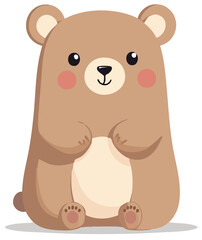 Cute teddy bear character standing, cartoon vector illustration isolated on white background.