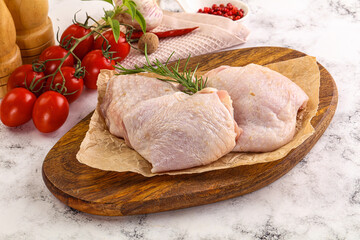 Raw chicken thighs for cooking
