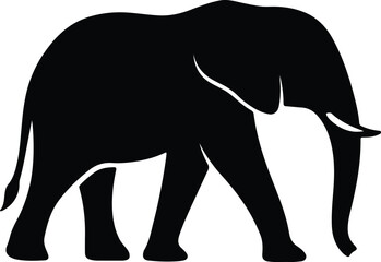 Silhouette elephant walking side view african animal outline Vector illustration