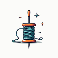 Illustration of a Spool of Thread with a Needle, Perfect for Sewing and Crafting Projects