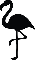 Silhouette flamingo bird standing on one leg vector illustration