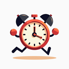 Cartoon Alarm Clock Running Fast, Illustration of Time Management and Urgency Concept