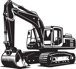 Powerful Excavator Silhouette for Construction Projects