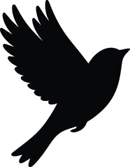 Silhouette flying bird simple black and white Vector illustration