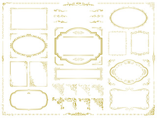 vintage frame set 2_gold文字なし／サンプルテキスト・背景無しで使いやすいゴールドのビンテージフレームセット2