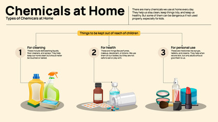 Chemical Safety at Home Infographic - Hazardous Household Products and Precautions