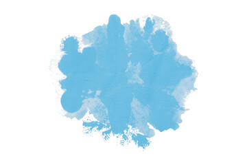 Bright light blue watercolor or ink stains with watercolor marks. Brush strokes and watercolor splashes set on a transparent background.