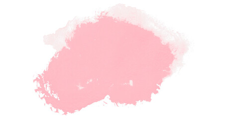 Bright pink watercolor or ink stain with watercolor marks. Brush strokes and watercolor splashes set on transparent background.