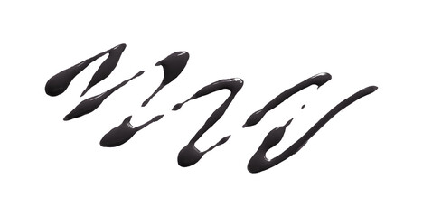 Bright black watercolor or ink stains with watercolor marks. Brush strokes and watercolor splashes set on a transparent background.