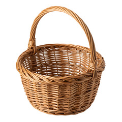 Obraz premium An empty wicker basket sitting alone on a white background