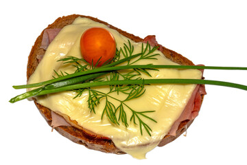 Mit Käse überbackenes Schinkenbrot