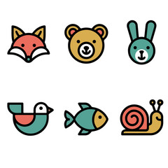 set of cartoon animals