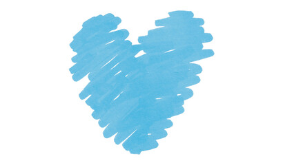 A light blue heart drawn in ink sits on a transparent background.