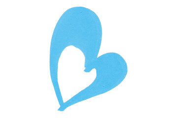 A light blue heart drawn in ink sits on a transparent background.
