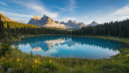 lake and mountains