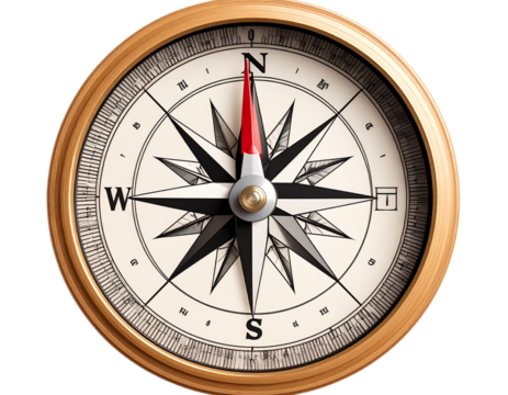 Compass navigation, transparent background.