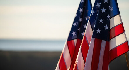 american flag on blue sky background happy Independence Day 4th july 