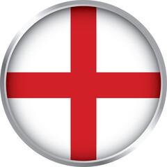 Fototapeta premium Glossy round icon of England national flag featuring red Saint George’s cross on white background and border