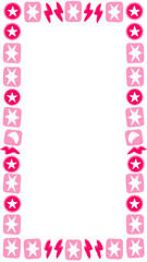 Geometric Frame of Pink and Red: A vibrant, eye-catching illustration featuring a symmetrical border design of playful shapes, rendered in shades of pink and red, creating a perfect frame. 