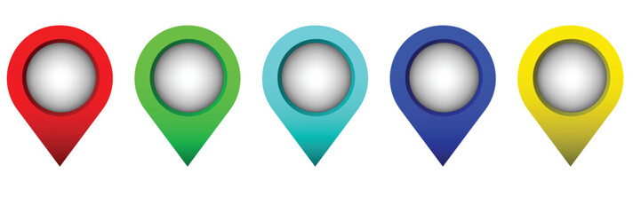 set of colourful map pointers vector design