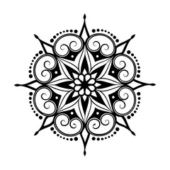 Circular pattern in the form of a mandala. Henna tatoo mandala. Mehndi style. Decorative pattern in oriental style. Coloring book page