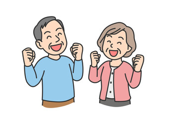 Smiling Elderly Couple Making a Cheerful Pose

