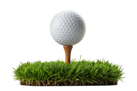 Golf Ball on Tee Ready for a Perfect Drive A Close-Up Shot